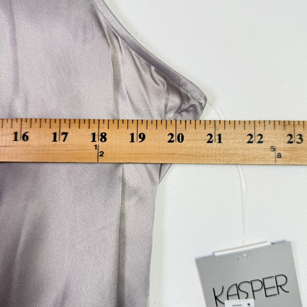 KASPER Platinum Pleated Neckline Satin Sleeveless Blouse PXL - Picture 6 of 7